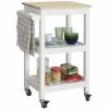 SoBuy Wood Kitchen Storage Serving Trolley Cart Shelf With Castors FKW67-WN