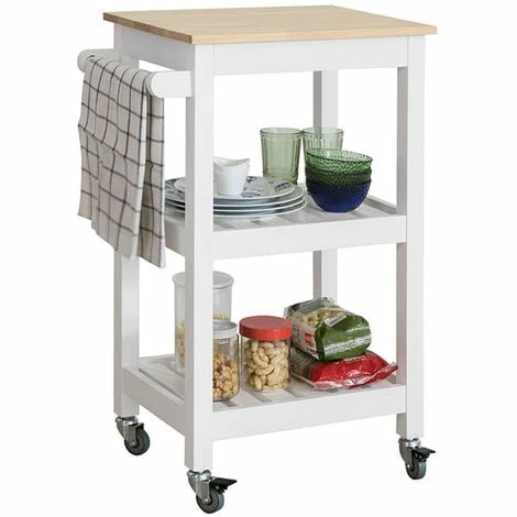SoBuy Wood Kitchen Storage Serving Trolley Cart Shelf With Castors FKW67-WN 1 SoBuy Wood Kitchen Storage Serving Trolley Cart Shelf With Castors FKW67-WN