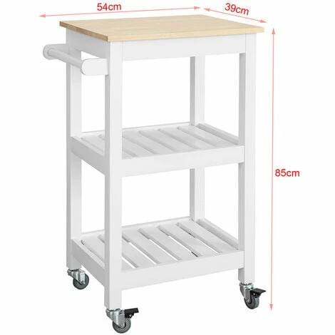 SoBuy Wood Kitchen Storage Serving Trolley Cart Shelf With Castors FKW67-WN 3 SoBuy Wood Kitchen Storage Serving Trolley Cart Shelf With Castors FKW67-WN - Image 3