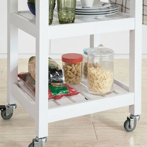 SoBuy Wood Kitchen Storage Serving Trolley Cart Shelf With Castors FKW67-WN 5 SoBuy Wood Kitchen Storage Serving Trolley Cart Shelf With Castors FKW67-WN - Image 5