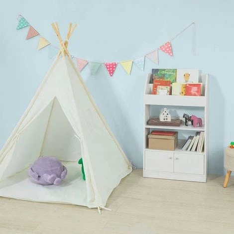 SoBuy White Wood Children‘s Storage Display Bookcase Cabinet KMB11-W 3 SoBuy White Wood Children‘s Storage Display Bookcase Cabinet KMB11-W - Image 3