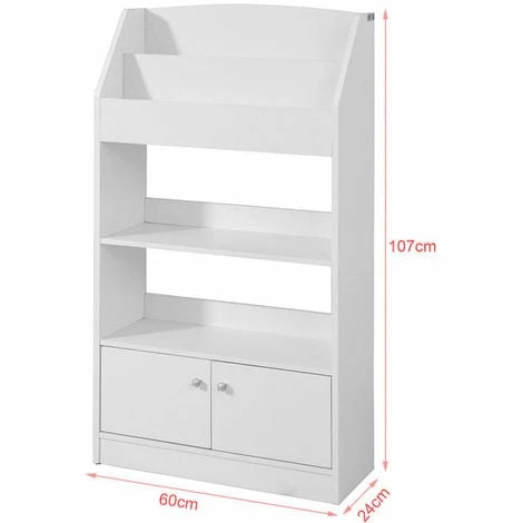 SoBuy White Wood Children‘s Storage Display Bookcase Cabinet KMB11-W 4 SoBuy White Wood Children‘s Storage Display Bookcase Cabinet KMB11-W - Image 4