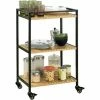 SoBuy 3 Tiers Metal Bamboo Drinks Serving Trolley Kitchen Shelf FKW65-N