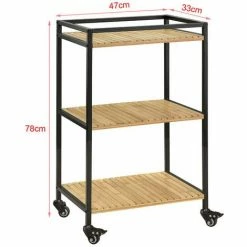 SoBuy 3 Tiers Metal Bamboo Drinks Serving Trolley Kitchen Shelf FKW65-N 9 SoBuy 3 Tiers Metal Bamboo Drinks Serving Trolley Kitchen Shelf FKW65-N -SOBUY Shop 10554520 5