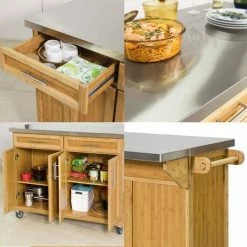 SoBuy Extendable Worktop Kitchen Trolley Island Storage Cupboard, FKW69-N -SOBUY Shop 11278579 5