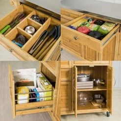 SoBuy Stainless Worktop Kitchen Trolley Island Storage Cupboard, FKW70-N -SOBUY Shop 11278580 5