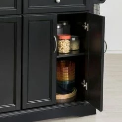 SoBuy Extendable Kitchen Trolley Island Storage Cupboard Black,FKW71-SCH -SOBUY Shop 11278582 5