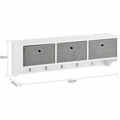 SoBuy White Wood Wall Storage Cabinet Unit With 3 Baskets & Hooks FRG282-W -SOBUY Shop 11489460 4
