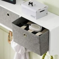 SoBuy White Wood Wall Storage Cabinet Unit With 3 Baskets & Hooks FRG282-W -SOBUY Shop 11489460 5