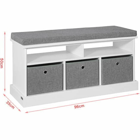 SoBuy 3 Baskets 2 Racks Storage Bench Shoe Rack Seat Stool With Removable Padded Seat,FSR67-HG 2 SoBuy 3 Baskets 2 Racks Storage Bench Shoe Rack Seat Stool With Removable Padded Seat,FSR67-HG - Image 2