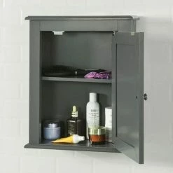 SoBuy Wood Wall Mounted Bathroom Storage Cabinet With Door Grey FRG203-DG -SOBUY Shop 11751725 3