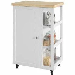 SoBuy Kitchen Storage Serving Trolley Cart With 3-tier Side Rack FKW75-WN -SOBUY Shop 11930688 4