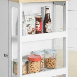 SoBuy Kitchen Storage Serving Trolley Cart With 3-tier Side Rack FKW75-WN -SOBUY Shop 11930688 5