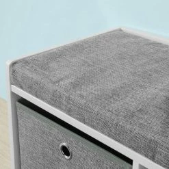SoBuy Hallway Entrance 3 Baskets Storage Bench With Padded Seat FSR65-DG -SOBUY Shop 11930690 4