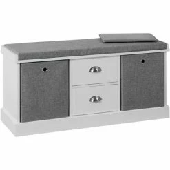 SoBuy Hallway Shoe Storage Bench Cabinet With 2 Baskets And Drawers FSR66-HG