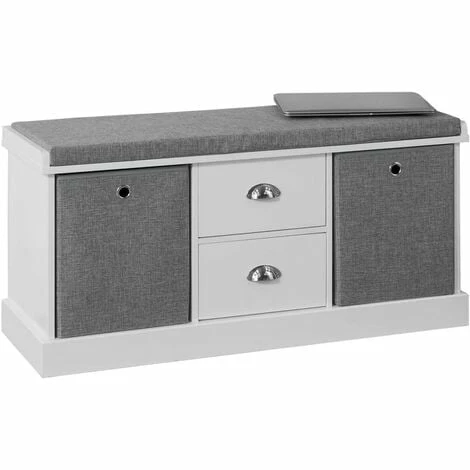 SoBuy Hallway Shoe Storage Bench Cabinet With 2 Baskets And Drawers FSR66-HG 1 SoBuy Hallway Shoe Storage Bench Cabinet With 2 Baskets And Drawers FSR66-HG