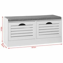 SoBuy Hallway Padded Shoe Storage Bench Cabinet With 2 Flip-drawers FSR62-W 7 SoBuy Hallway Padded Shoe Storage Bench Cabinet With 2 Flip-drawers FSR62-W -SOBUY Shop 11930695 3