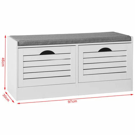 SoBuy Hallway Padded Shoe Storage Bench Cabinet With 2 Flip-drawers FSR62-W 3 SoBuy Hallway Padded Shoe Storage Bench Cabinet With 2 Flip-drawers FSR62-W - Image 3