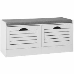 SoBuy Hallway Padded Shoe Storage Bench Cabinet With 2 Flip-drawers FSR62-W 8 SoBuy Hallway Padded Shoe Storage Bench Cabinet With 2 Flip-drawers FSR62-W -SOBUY Shop 11930695 4