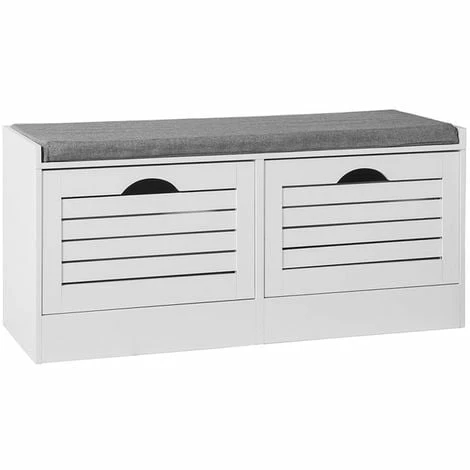 SoBuy Hallway Padded Shoe Storage Bench Cabinet With 2 Flip-drawers FSR62-W 4 SoBuy Hallway Padded Shoe Storage Bench Cabinet With 2 Flip-drawers FSR62-W - Image 4