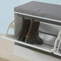 SoBuy Hallway Padded Shoe Storage Bench Cabinet With 2 Flip-drawers FSR62-W 9 SoBuy Hallway Padded Shoe Storage Bench Cabinet With 2 Flip-drawers FSR62-W -SOBUY Shop 11930695 5
