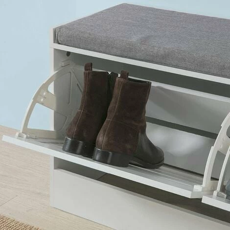 SoBuy Hallway Padded Shoe Storage Bench Cabinet With 2 Flip-drawers FSR62-W 5 SoBuy Hallway Padded Shoe Storage Bench Cabinet With 2 Flip-drawers FSR62-W - Image 5