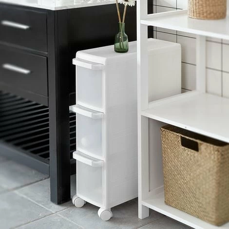 SoBuy 3 Drawers Storage Unit /Cart, Slide Out Tower Cabine FRG41-K-W 4 SoBuy 3 Drawers Storage Unit /Cart, Slide Out Tower Cabine FRG41-K-W - Image 4
