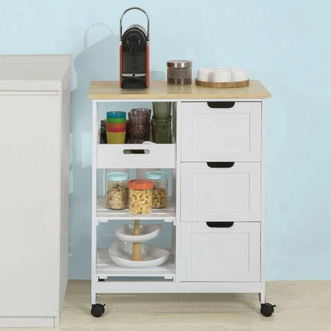 SoBuy Kitchen Storage Trolley With 3 Drawers,FKW79-W 2 SoBuy Kitchen Storage Trolley With 3 Drawers,FKW79-W - Image 2