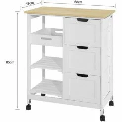 SoBuy Kitchen Storage Trolley With 3 Drawers,FKW79-W 7 SoBuy Kitchen Storage Trolley With 3 Drawers,FKW79-W -SOBUY Shop 13104007 3