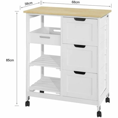 SoBuy Kitchen Storage Trolley With 3 Drawers,FKW79-W 3 SoBuy Kitchen Storage Trolley With 3 Drawers,FKW79-W - Image 3