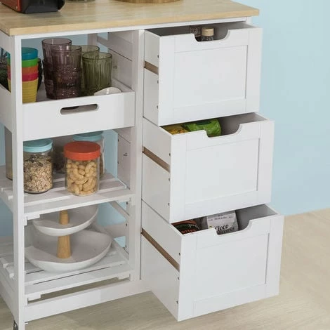 SoBuy Kitchen Storage Trolley With 3 Drawers,FKW79-W 5 SoBuy Kitchen Storage Trolley With 3 Drawers,FKW79-W - Image 5