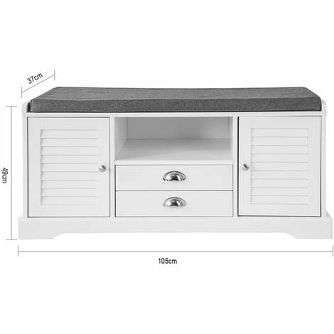 SoBuy Shoe Rack Shoe Cabinet Shoe Bench Hallway Storage Bench With Seat Cushion,FSR71-W 5 SoBuy Shoe Rack Shoe Cabinet Shoe Bench Hallway Storage Bench With Seat Cushion,FSR71-W - Image 5