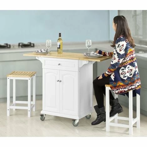 SoBuy Set Of 2 Wooden Kitchen Breakfast Bar Stool, Kitchen Stool Dining Stool Bathroom Stool,FST29-WNx2 2 SoBuy Set Of 2 Wooden Kitchen Breakfast Bar Stool, Kitchen Stool Dining Stool Bathroom Stool,FST29-WNx2 - Image 2