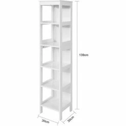 SoBuy White 5 Tiers Bathroom Shelf Storage Shelf Cabinet Unit,BZR14-W -SOBUY Shop 14359062 3