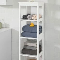 SoBuy White 5 Tiers Bathroom Shelf Storage Shelf Cabinet Unit,BZR14-W -SOBUY Shop 14359062 4