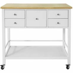 SoBuy Kitchen Trolley Cart Kitchen Storage Trolley With 5 Drawers And Storage Shelf,FKW80-WN