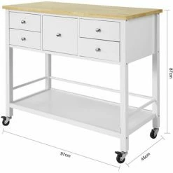 SoBuy Kitchen Trolley Cart Kitchen Storage Trolley With 5 Drawers And Storage Shelf,FKW80-WN -SOBUY Shop 14359066 3