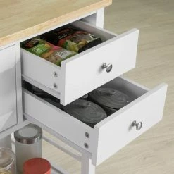 SoBuy Kitchen Trolley Cart Kitchen Storage Trolley With 5 Drawers And Storage Shelf,FKW80-WN -SOBUY Shop 14359066 4