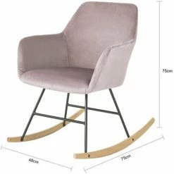 SoBuy Rocking Chair Armchair Lounge Chair Relaxing Chair Recliner Velvet Seat,FST68-P -SOBUY Shop 14359073 3