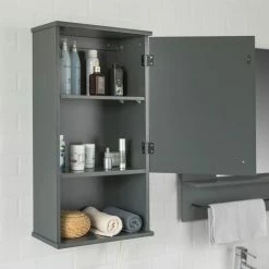 SoBuy Wall Mounted Single Door Bathroom Storage Cabinet, Bathroom Wall Cabinet,BZR25-DG -SOBUY Shop 14484240 3