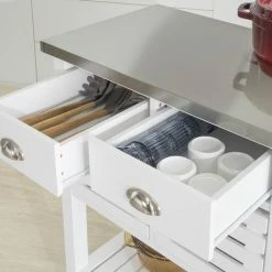 SoBuy White Kitchen Trolley Kitchen Serving Trolley Storage Trolley With Stainless Steel Worktop,FKW83-W 7 SoBuy White Kitchen Trolley Kitchen Serving Trolley Storage Trolley With Stainless Steel Worktop,FKW83-W -SOBUY Shop 14484245 3