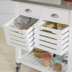 SoBuy White Kitchen Trolley Kitchen Serving Trolley Storage Trolley With Stainless Steel Worktop,FKW83-W 8 SoBuy White Kitchen Trolley Kitchen Serving Trolley Storage Trolley With Stainless Steel Worktop,FKW83-W -SOBUY Shop 14484245 4