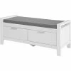 SoBuy 2 Drawers Shoe Bench Shoe Rack Shoe Cabinet Hallway Storage Bench With Seat Cushion,FSR74-W