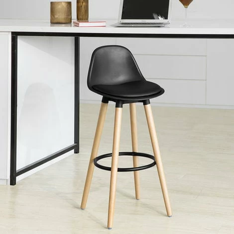 SoBuy Kitchen Breakfast Barstool, Cool Bar Stool With PU Leather Padded Seat & Beech Wood Legs,FST70-SCH 2 SoBuy Kitchen Breakfast Barstool, Cool Bar Stool With PU Leather Padded Seat & Beech Wood Legs,FST70-SCH - Image 2