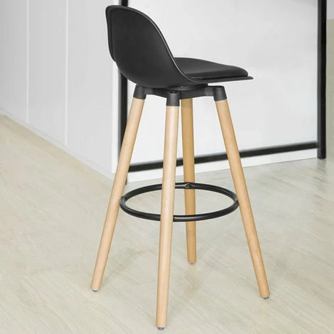 SoBuy Kitchen Breakfast Barstool, Cool Bar Stool With PU Leather Padded Seat & Beech Wood Legs,FST70-SCH 3 SoBuy Kitchen Breakfast Barstool, Cool Bar Stool With PU Leather Padded Seat & Beech Wood Legs,FST70-SCH - Image 3
