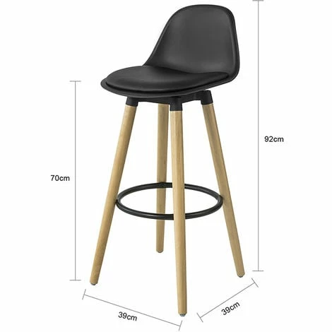 SoBuy Kitchen Breakfast Barstool, Cool Bar Stool With PU Leather Padded Seat & Beech Wood Legs,FST70-SCH 4 SoBuy Kitchen Breakfast Barstool, Cool Bar Stool With PU Leather Padded Seat & Beech Wood Legs,FST70-SCH - Image 4