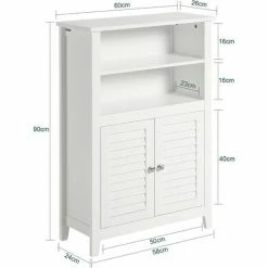 SoBuy Bathroom Cabinet Bathroom Shelf Bathroom Storage Cabinet Unit,BZR13-W -SOBUY Shop 14648894 3