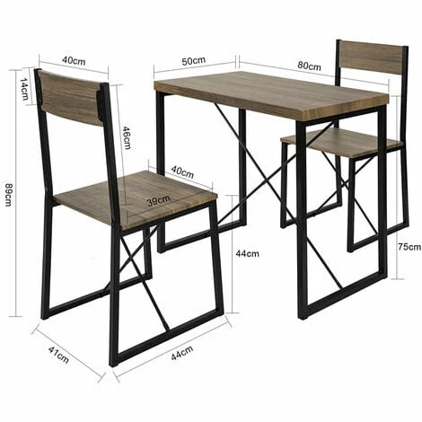 SoBuy Dining Set - Dining Table & 2 Chairs, Modern Industrial Design Furniture,OGT19-N 2 SoBuy Dining Set - Dining Table & 2 Chairs, Modern Industrial Design Furniture,OGT19-N - Image 2