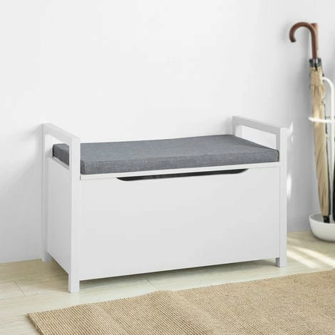 SoBuy Storage Bench With Lift Up Top And Seat Cushion, Bench With Storage Chest, Toy Chest, FSR76-W 1 SoBuy Storage Bench With Lift Up Top And Seat Cushion, Bench With Storage Chest, Toy Chest, FSR76-W
