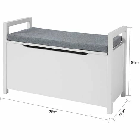 SoBuy Storage Bench With Lift Up Top And Seat Cushion, Bench With Storage Chest, Toy Chest, FSR76-W 3 SoBuy Storage Bench With Lift Up Top And Seat Cushion, Bench With Storage Chest, Toy Chest, FSR76-W - Image 3
